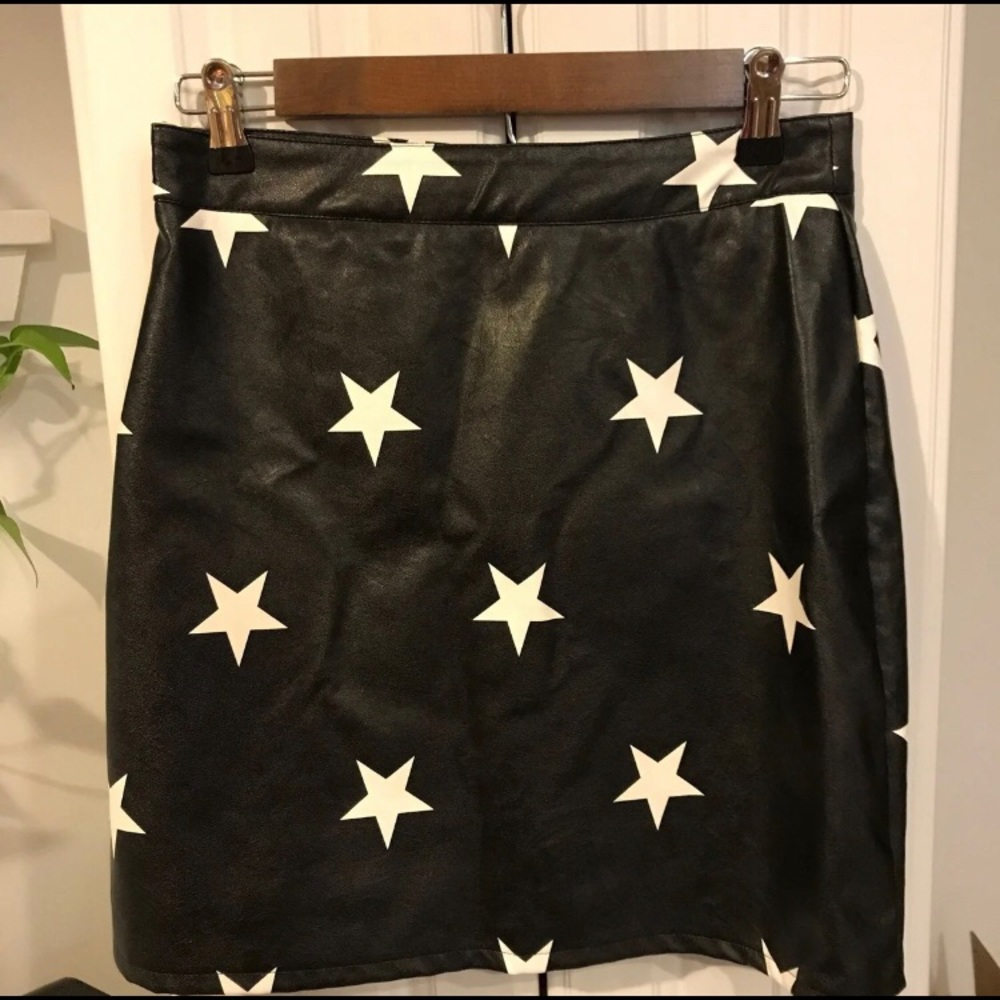 Faux Leather Star Skirt